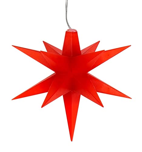 Weihnachtsstern Stern für innen & außen Weihnachtsbeleuchtung Ø 10 cm weiß oder rot (Rot) von Meinposten