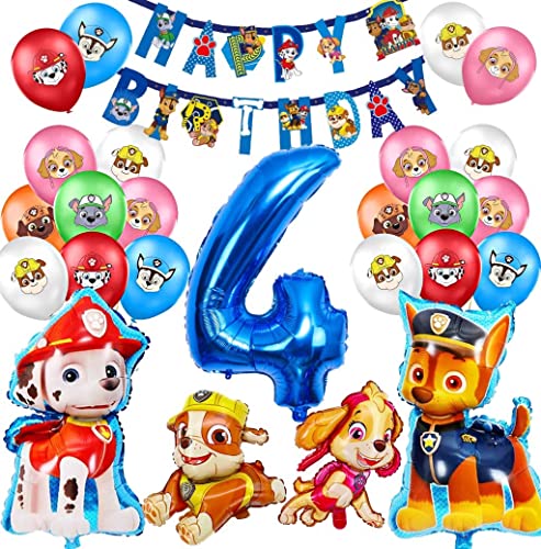 Geburtstag Luftballons Dekoration,Paw Patrol Luftballons,Luftballons 4 Geburtstag,Helium Folie Ballons Geburtstag,Zubehör für Kinderparty,Kinder Mädchen Geburtstagsfeier Luftballons von Meiruier