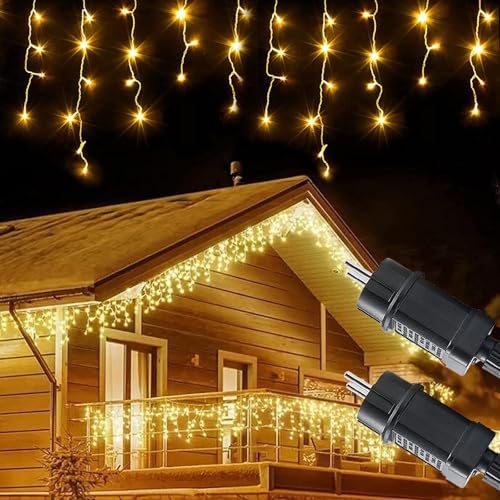Eisregen Lichterkette Außen 10m 400LEDs, Lichtervorhang mit 8 Modi und Timer, Speicherfunktion, IP44 Wasserfest, Eiszapfen Lichterkette Inner für Weihnachten Traufe, Warmweiß, 2 Stück Eisregen Lichterkette Außen 10m 400LEDs, Lichtervorhang mit 8 Modi und Timer, Speicherfunktion, IP44 Wasserfest, Eiszapfen Lichterkette Inner für Weihnachten Traufe, Warmweiß, 2 Stück von Meision
