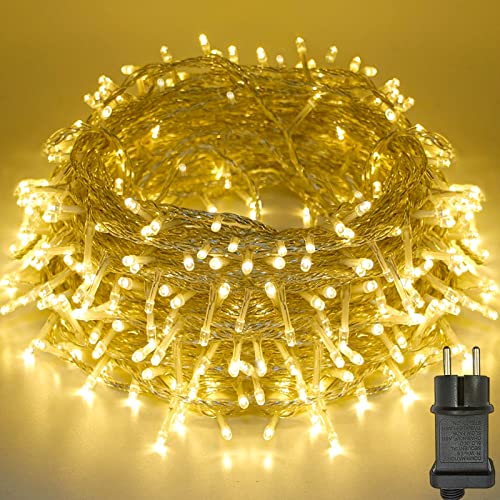 Meision Lichterkette Außen Innen LED Lichterkette 10m 100LED mit Timer 8 Modi Speicherfunktion IP44 Wasserdicht Lichterkette Außen Strom für Weihnachtsdeko, Party, Hochzeit, Halloween, Warmweiß von Meision