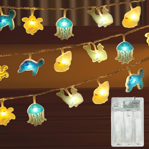 Meision Das Meer Lichterkette Batterie, Lichterketten Kinderzimmer Deko mit 8/16 Timer + Batteriebetrieb +1.5Meters 10LEDs, LED Lichterkette Innen für Babyzimmer, Geburtstagsparty von Meision