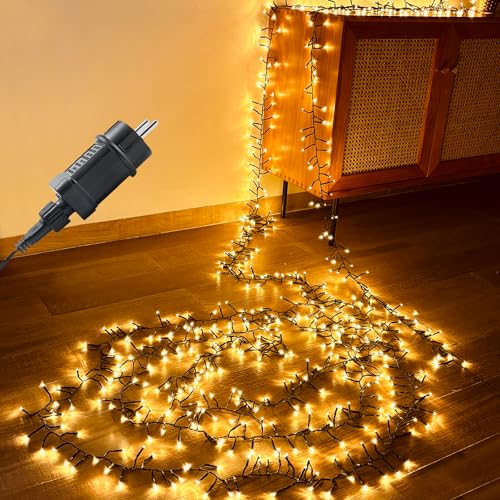 Meision Lichterkette Außen Cluster 3m 150LEDs, Lichterketten mit Stecker 31V mit Timer+8 Modi+Speicherfunktion+IP44 Wasserdicht, Clusterlichterkette für Weihnachtsdeko Garden, Warmweiß Meision Lichterkette Außen Cluster 3m 150LEDs, Lichterketten mit Stecker 31V mit Timer+8 Modi+Speicherfunktion+IP44 Wasserdicht, Clusterlichterkette für Weihnachtsdeko Garden, Warmweiß von Meision