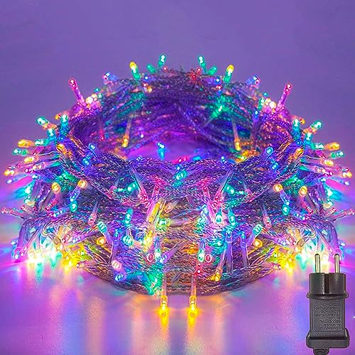 Meision Lichterkette Außen Innen LED Lichterkette 10m 100LED mit Timer 8 Modi Speicherfunktion IP44 Wasserdicht, Lichterkette Außen Strom für Weihnachtsdeko, Party, Hochzeit, Halloween, Bunt von Meision