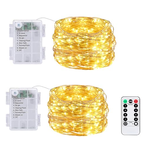 Meision Lichterkette Batterie 10m 100LEDs, Micro Lichterkette Außen & Innen mit Timer + 8 Modi + Fernbedienung, LED Lichterketten Weihnachtsdeko für Balkon, Party, Warmweiß, 2 Stück Meision Lichterkette Batterie 10m 100LEDs, Micro Lichterkette Außen & Innen mit Timer + 8 Modi + Fernbedienung, LED Lichterketten Weihnachtsdeko für Balkon, Party, Warmweiß, 2 Stück von Meision