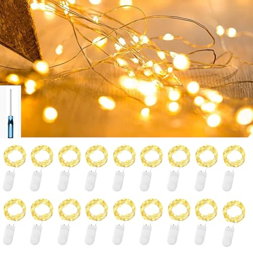 Meision Lichterkette Innen 2m 20LEDs, Mini Lichterketten mit Batterie + Konstantem Licht Modi, Halloween Deko für Hochzeit, Weihnachtstag, Party, Geschenk-Dekoration, Warmweiß, 18 Stück Meision Lichterkette Innen 2m 20LEDs, Mini Lichterketten mit Batterie + Konstantem Licht Modi, Halloween Deko für Hochzeit, Weihnachtstag, Party, Geschenk-Dekoration, Warmweiß, 18 Stück von Meision