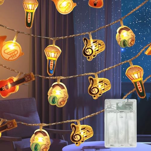 Meision Musik-Graffiti Lichterkette Batterie, Lichterketten Kinderzimmer Deko mit 8/16 Timer + Batteriebetrieb +1.5Meters 10LEDs, LED Lichterkette Innen für Babyzimmer, Geburtstagsparty von Meision