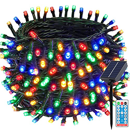 Meision Solar Lichterkette Außen 20m 200LEDs Lichterkette Weihnachten LED Outdoor Lichterkette mit 8 Modi + Timer + Fernbedienung Solarlichterkette Wetterfest für Garten, Balkon, Hochzeit, Bunt von Meision