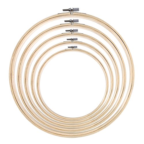5 Stück Stickrahmen Bambus Rund Kreuzstich Hoop Ring Set für Kunst Handwerk Handliches Nähen, 5 Größen von Meiso
