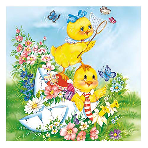 20 Servietten/Napkins Ostern - ca. 33 x 33 cm 3-lagig - lustige Küken Schmetterlinge Blumen - Tisch-Deko Basteln Serviettentechnik von Meissner-Handel