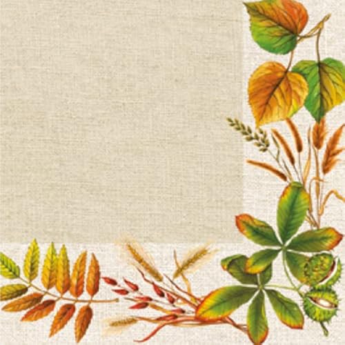 Auswahl Motiv - 20 Servietten / Napkins - ca. 33 x 33 cm 3-lagig - Herbstblätter Kastanie Getreide Linde - Tisch-Deko Basteln Serviettentechnik von Meissner-Handel