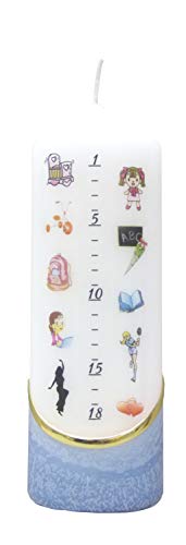 Meissner-Handel Auswahl * Geburtskerze/Geburtstagskerze/Lebenslicht * blau * 6 x 18 cm * (Motiv 003) * farbig getaucht * Auswahl Motiv + Farbe von Meissner-Handel