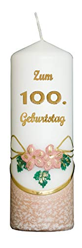 Meissner-Handel Auswahl * Jubiläumskerze/Geburtstagskerze ''Zum 100. Geburtstag'' * Terracotta * mit farbigen Wachsauflagen * (Motiv 002) Auswahl Motiv + Farbe von Meissner-Handel