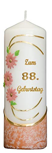 Meissner-Handel Auswahl * Jubiläumskerze/Geburtstagskerze ''Zum 88. Geburtstag'' * Terracotta * mit farbigen Wachsauflagen * (Motiv 021) Auswahl Motiv + Farbe von Meissner-Handel