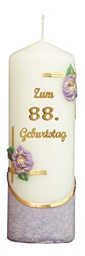 Meissner-Handel Auswahl * Jubiläumskerze/Geburtstagskerze ''Zum 88. Geburtstag'' * lila * mit farbigen Wachsauflagen * (Motiv 003) Auswahl Motiv + Farbe von Meissner-Handel
