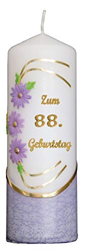 Meissner-Handel Auswahl * Jubiläumskerze/Geburtstagskerze ''Zum 88. Geburtstag'' * lila * mit farbigen Wachsauflagen * (Motiv 021) Auswahl Motiv + Farbe von Meissner-Handel