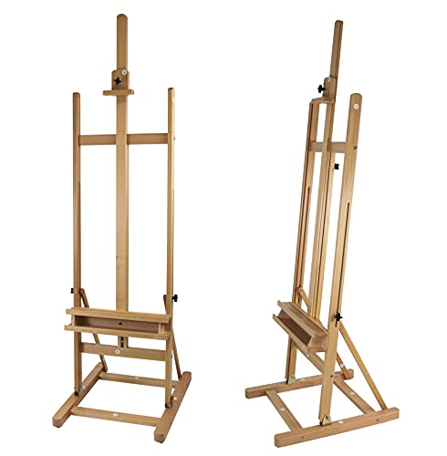 Paintersisters® Atelier-Staffelei ARTA - stabile Studio-Staffelei mit H-Fuß aus Buchenholz FSC®, für Keilrahmen bis 120cm, mit Aufbau-Video, Holzstaffelei von Paintersisters