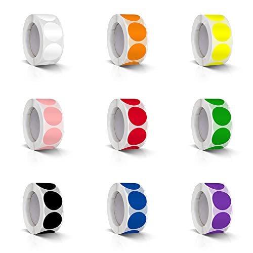 4500 Stk Runde Aufkleber Stickers 25mm Bunt Farbkodierung Etiketten Rolle Kleine Klebepunkte 9 Farben von Meitaat
