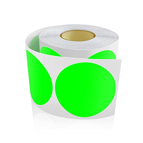 500 Stk Runde Aufkleber Stickers 50mm Farbkodierung Kreis Etiketten Rolle Markierungspunkte Fluoreszierende Grün von Meitaat