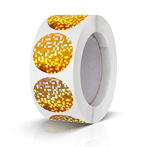 500 Stück Runde Aufkleber Stickers 25mm Farbkodierung Etiketten Rolle kleine Klebepunkte Glitzer Gold von Meitaat