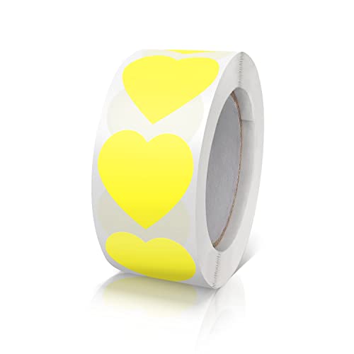 Aufkleber Herz Gleb Selbstklebende Herzform Etiketten Rolle 25mm klein Farbkodierung Heart Sticker für Hochzeiten Scrapbooking Geschenke 500 Stück Yellow von Meitaat
