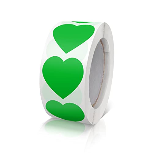 Aufkleber Herz Grün Selbstklebende Herzform Etiketten Rolle 25mm klein Farbkodierung Heart Sticker für Hochzeiten Scrapbooking Geschenke 500 Stück von Meitaat