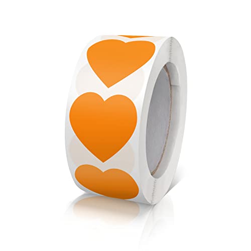 Aufkleber Herz Orange Selbstklebende Herzform Etiketten Rolle 25mm klein Farbkodierung Heart Sticker für Hochzeiten Scrapbooking Geschenke 500 Stück von Meitaat