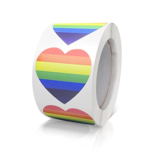 Aufkleber Herz Rainbow Selbstklebende Gay Pride LGBT Herzform Etiketten Rolle 38mm Feiern Farbkodierung Heart Sticker für Hochzeiten Scrapbooking Geschenke 500 Stück von Meitaat