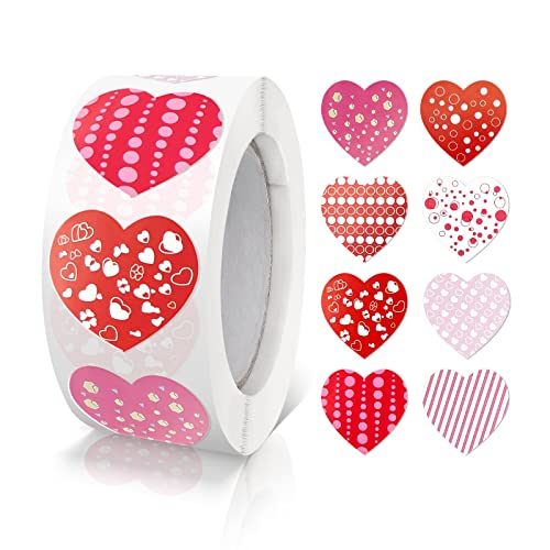 Aufkleber Herz Rot 8 Designs Selbstklebende Herzform Etiketten Rolle 25mm klein Farbkodierung Heart Sticker liebe für Hochzeiten Scrapbooking Geschenke dekoration 500 Stück von Meitaat