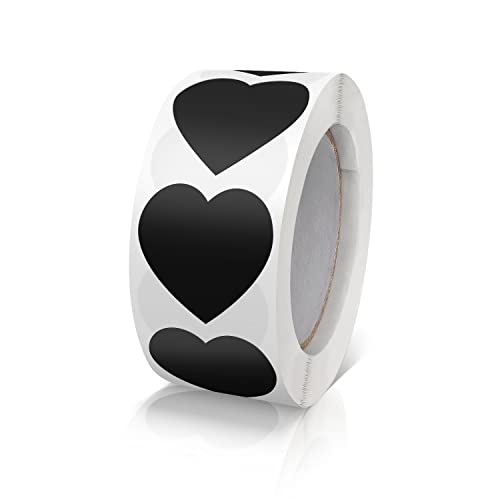 Aufkleber Herz Schwarz Selbstklebende Herzform Etiketten Rolle 25mm klein Farbkodierung Heart Sticker für Hochzeiten Scrapbooking Geschenke 500 Stück von Meitaat