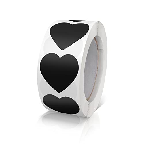 Aufkleber Herz Schwarz Selbstklebende Herzform Etiketten Rolle 25mm klein Farbkodierung Heart Sticker für Hochzeiten Scrapbooking Geschenke 500 Stück von Meitaat