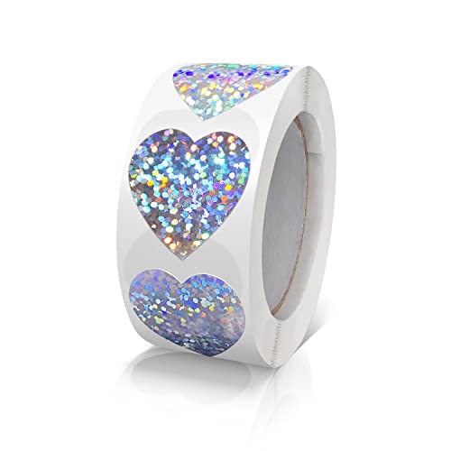 Aufkleber Herz Silber Selbstklebende Herzform Etiketten Rolle 25mm klein Farbkodierung Heart Sticker für Hochzeiten Scrapbooking Geschenke 500 Stück von Meitaat