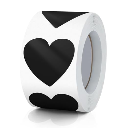 Aufkleber Herz Schwarz Selbstklebende Herzform Etiketten Rolle 38mm klein Farbkodierung Heart Sticker für Hochzeiten Scrapbooking Geschenke Valentinstag 500 Stück von Meitaat