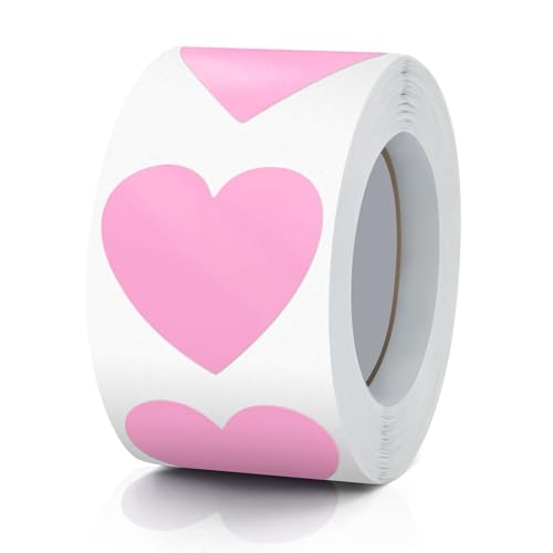 Aufkleber Herz Rosa Selbstklebende Herzform Etiketten Rolle 38mm klein Farbkodierung Heart Sticker für Hochzeiten Scrapbooking Geschenke Valentinstag 500 Stück von Meitaat