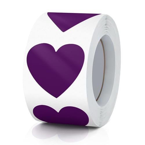 Aufkleber Herz Lila Selbstklebende Herzform Etiketten Rolle 38mm klein Farbkodierung Heart Sticker für Hochzeiten Scrapbooking Geschenke Valentinstag 500 Stück von Meitaat