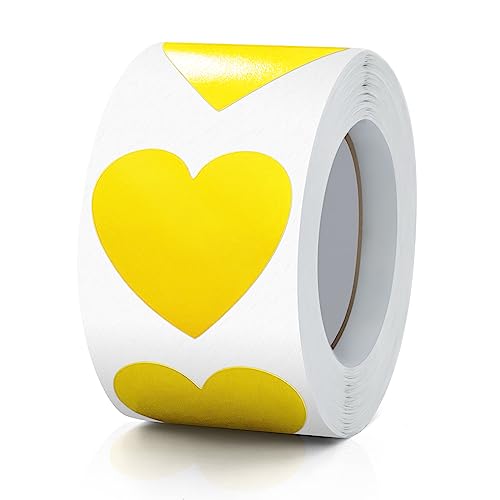 Aufkleber Herz Gelb Selbstklebende Herzform Etiketten Rolle 38mm klein Farbkodierung Heart Sticker für Hochzeiten Scrapbooking Geschenke Valentinstag 500 Stück von Meitaat