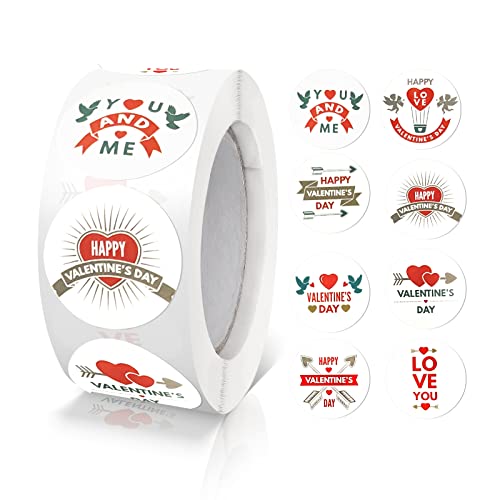 Heart Stickers Runde Aufkleber Happy Valentine‘s Day sticker Weiß love 25mm Farbkodierung Etiketten Rolle liebe kleine Klebepunkte 500 Stück von Meitaat