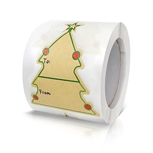 Kraftpapier Weihnachten Geschenkaufkleber 66 * 50 mm Selbstklebende Weihnachten Etiketten Geschenk Namensschild Rollen Zum Beschriften Xmas Kinder Decorations Versiegelung 200stück（Buam） von Meitaat