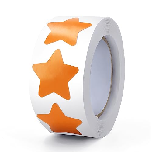 Orange Sterne Aufkleber Rolle 2.5cm Klein Selbstklebende Sterne Etiketten Weihnachts Star Sticker belohnungsaufkleber Deko für Kinder Lehrer Business 500 Stück von Meitaat