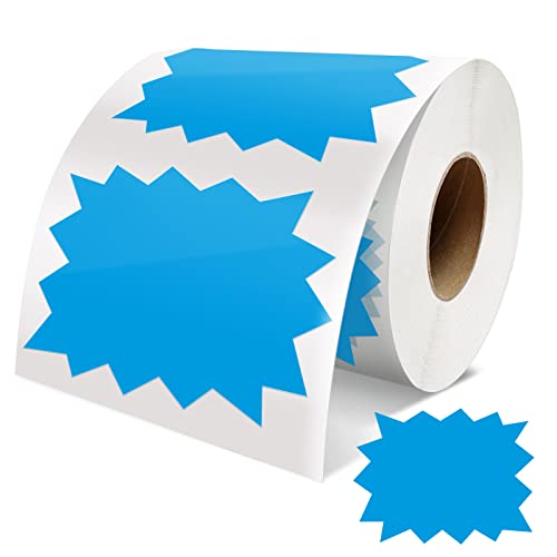 Preisschilder Aufkleber Blau 75mm x 100mm Selbstklebend Groß Starburst Zeichen verkaufsschilder Abnehmbar Wasserdicht Etiketten für Einzelhandel Supermärkten Business 500 Stück von Meitaat