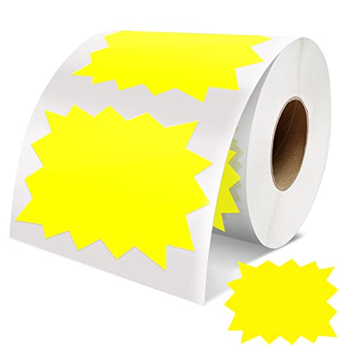 Meitaat Preisschilder Aufkleber Gelb 75mm x 100mm Selbstklebend Großer Starburst Zeichen verkaufsschilder Abnehmbar Wasserdicht Etiketten für Einzelhandel Supermärkten Business 500 PCS von Meitaat