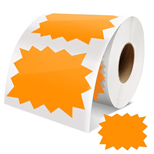 Preisschilder Aufkleber Orange 75mm x 100mm Selbstklebend Großer Starburst Zeichen verkaufsschilder Abnehmbar Wasserdicht Etiketten für Einzelhandel Supermärkten Business 500 PCS von Meitaat