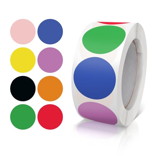Round Sticker 500 Stk Runde Aufkleber Stickers 25mm Farbkodierung Etiketten Rolle Kleine Klebepunkte 8 Farben von Meitaat