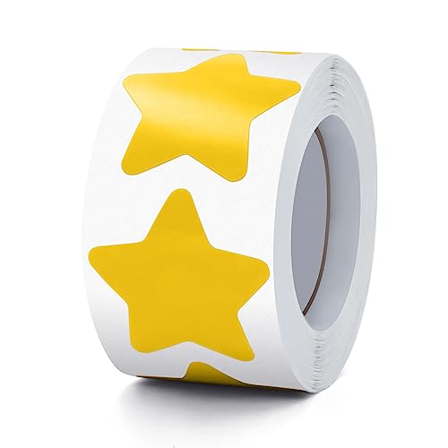 Gelb Sterne Aufkleber Rolle 3.8cm Groß Selbstklebende Sterne Etiketten Weihnachts Star Sticker belohnungsaufkleber Deko für Kinder Lehrer Business 500 Stück von Meitaat