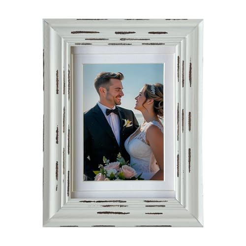 Mekenluo Bilderrahmen aus Holz, mit Passepartout, handgefertigt, verwitterter Look, mit Plexiglas, perfekt für Wohnkultur im antiken Stil und Galeriewände, 10 x 15 cm Mekenluo Bilderrahmen aus Holz, mit Passepartout, handgefertigt, verwitterter Look, mit Plexiglas, perfekt für Wohnkultur im antiken Stil und Galeriewände, 10 x 15 cm von Mekenluo