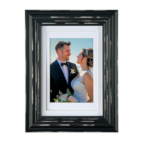 Mekenluo Bilderrahmen aus Holz, mit Passepartout, handgefertigt, verwitterter Look, mit Plexiglas, perfekt für Wohnkultur im antiken Stil und Galeriewände, 12,7 x 17,8 cm Mekenluo Bilderrahmen aus Holz, mit Passepartout, handgefertigt, verwitterter Look, mit Plexiglas, perfekt für Wohnkultur im antiken Stil und Galeriewände, 12,7 x 17,8 cm von Mekenluo