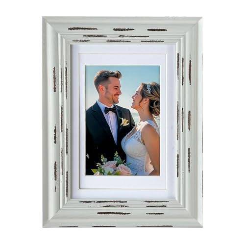 Mekenluo Bilderrahmen aus Holz, mit Passepartout, handgefertigt, verwitterter Look, mit Plexiglas, perfekt für Wohnkultur im antiken Stil und Galeriewände, 12,7 x 17,8 cm Mekenluo Bilderrahmen aus Holz, mit Passepartout, handgefertigt, verwitterter Look, mit Plexiglas, perfekt für Wohnkultur im antiken Stil und Galeriewände, 12,7 x 17,8 cm von Mekenluo