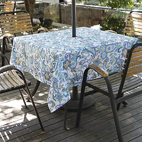 Melaluxe Frühjahr/Sommer Faltenfreie, wasserdichte Outdoor-Tischdecke mit Schirmloch und Reißverschluss, 152,4 x 213,3 cm, rechteckig von Melaluxe