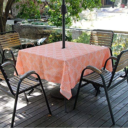 Melaluxe Frühjahr/Sommer Faltenfreie wasserdichte Outdoor-Tischdecke mit Schirmloch und Reißverschluss, 152,4 cm quadratisch, orange, für 4 Personen Melaluxe Frühjahr/Sommer Faltenfreie wasserdichte Outdoor-Tischdecke mit Schirmloch und Reißverschluss, 152,4 cm quadratisch, orange, für 4 Personen von Melaluxe