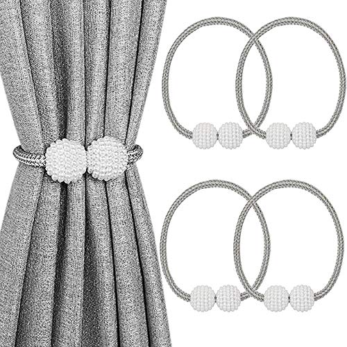 Melaluxe Magnetische Vorhang-Raffhalter, dekorative Vorhanghalter für Fensterdekoration, Grau, 4 Stück von Melaluxe