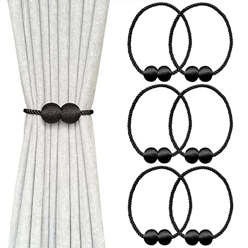 Melaluxe Magnetische Vorhang-Raffhalter, dekorative Vorhanghalter für Fensterdekoration, Schwarz, 6 Stück von Melaluxe